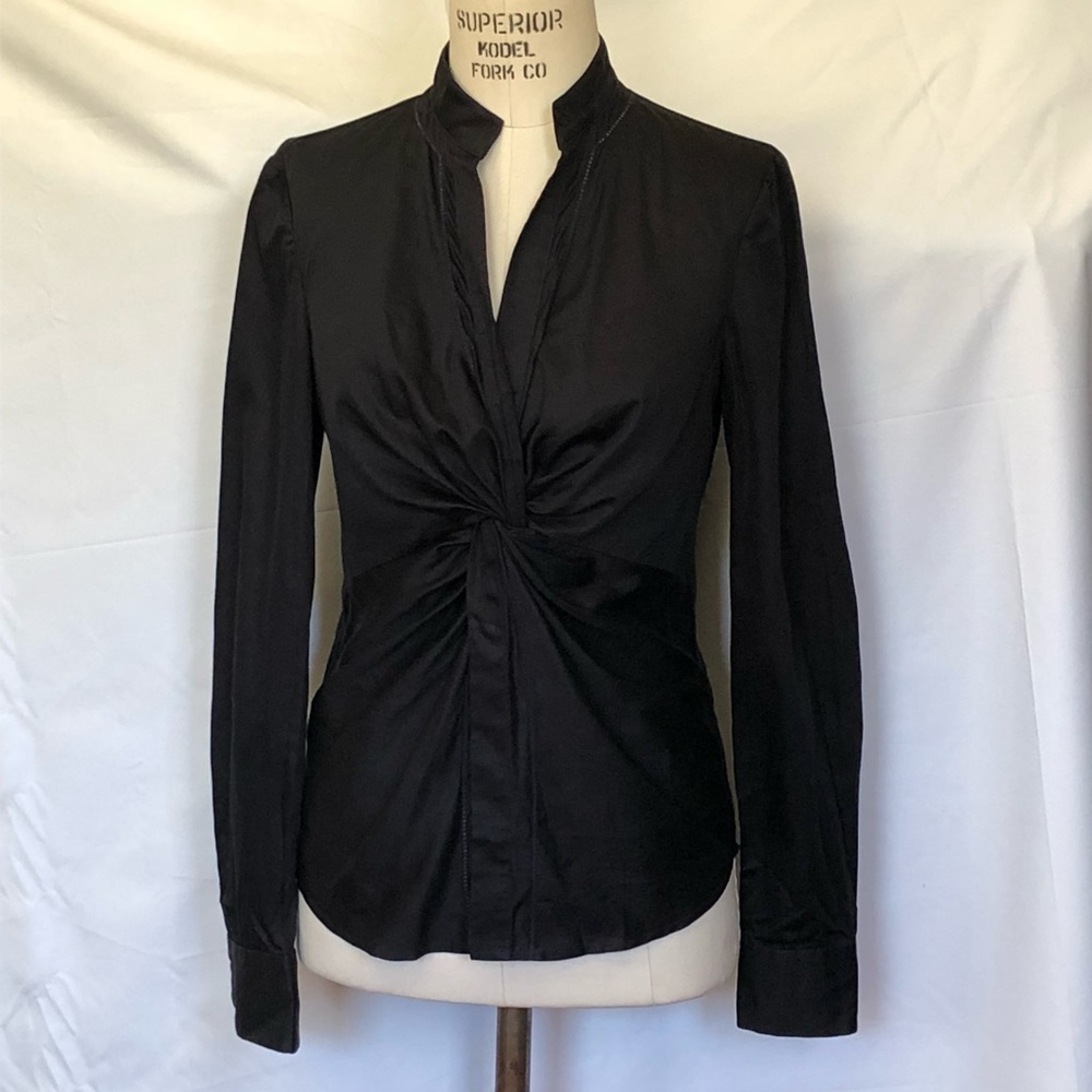 Designer Diane von Furstenberg Black Wrap Blouse